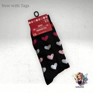 Heart Print Novelty Socks Women’s Size 9-11 NWT